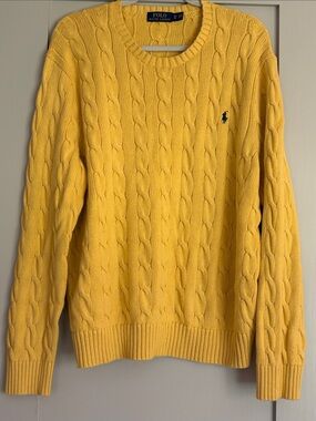 Polo Ralph Lauren Men's Yellow Cable Crewneck Sweater XL